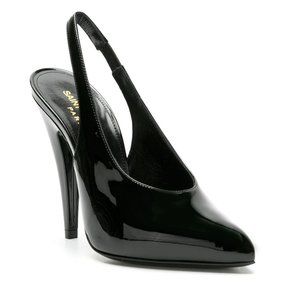 Saint Laurent VENUS Slingback Pumps - Black Patent Leather